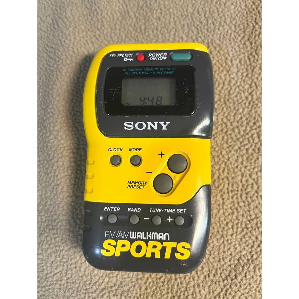 Sony Walkman Sports FM/AM Radio -Yellow SRF-M70 TESTED Vintage